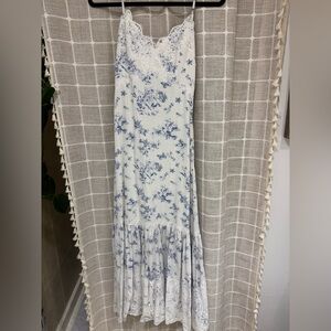 Aqua Lace Trim Midi Dress